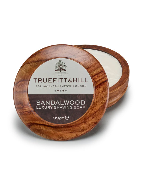 Truefitt & Hill Sandalwood Luxury Shaving Soap In Wooden Bowl 2