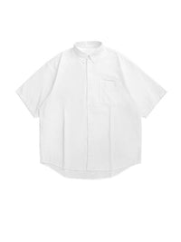 White Oversized Short Sleeve Shirt with Pocket