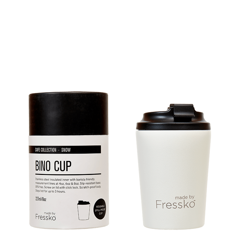 Made by Fressko Bino Sustainable Reusable Coffee Cup in Snow Color (8 Oz)2
