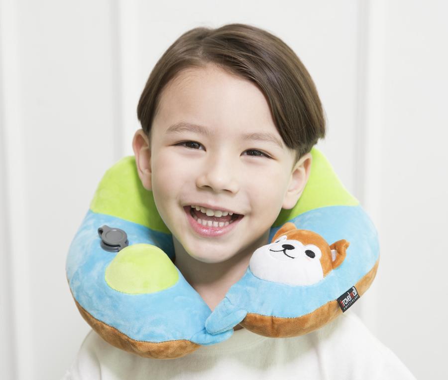 Travelmall Kid's Inflatable Neck Pillow With Patented 3D Pump, Shiba Inu Edition